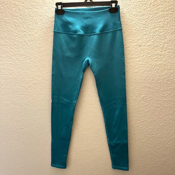 Alo Yoga Seamless Ribbed Airlift High Waist 7/8 Leggings Teal Blue Size S - Picture 5 of 7